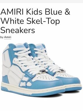 💙AMIRI Kids Blue White Skel-Top Sneakers Size 13 Youth ☠️